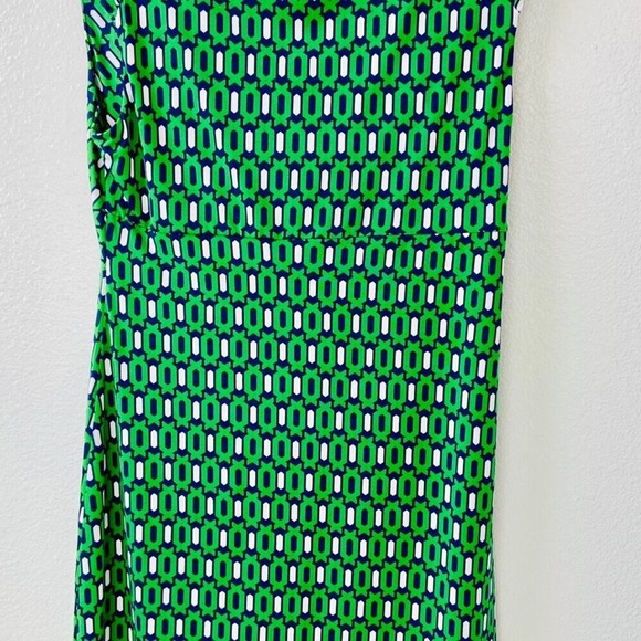 Designer Geometric Print Sleeveless Twist Front Knee Length Dress Women's Size M - Picture 3 of 3